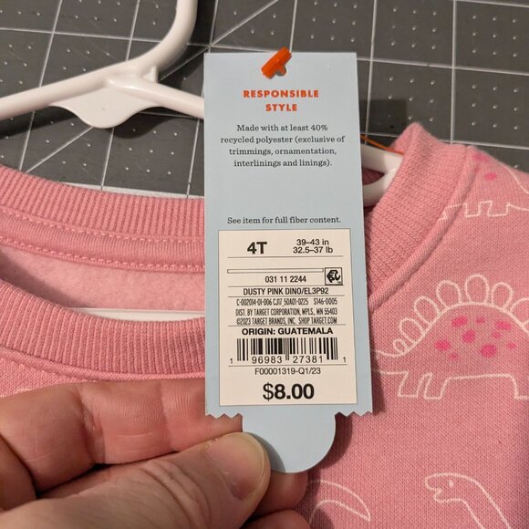 Cat & Jack Dinosaur Sweatshirt - New With Tags - 4T - Picture 2 of 4